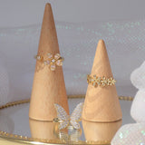 Copper Zirconium Sweet Butterfly Flower Ring 14K Plated Women's Open Ring