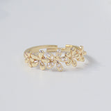 Copper Zirconium Sweet Butterfly Flower Ring 14K Plated Women's Open Ring