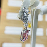 Pink Citrine Square Earrings with Zircon Accents