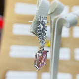 Pink Citrine Square Earrings with Zircon Accents