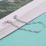 925 Sterling Silver Water Wave Chain Bracelet 2.5mm Party Accessories