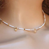 Gold Star Pendant Necklace Beaded Choker Adjustable Jewelry for Girl