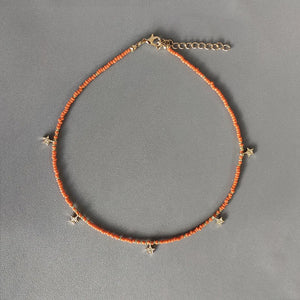 Gold Star Pendant Necklace Beaded Choker Adjustable Jewelry for Girl