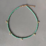 Gold Star Pendant Necklace Beaded Choker Adjustable Jewelry for Girl