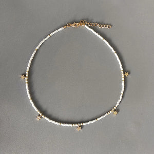 Gold Star Pendant Necklace Beaded Choker Adjustable Jewelry for Girl