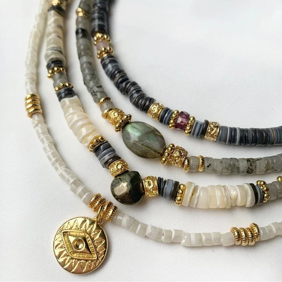 Crystal Beads Necklace with Pearl Pendant in Multiple Colors