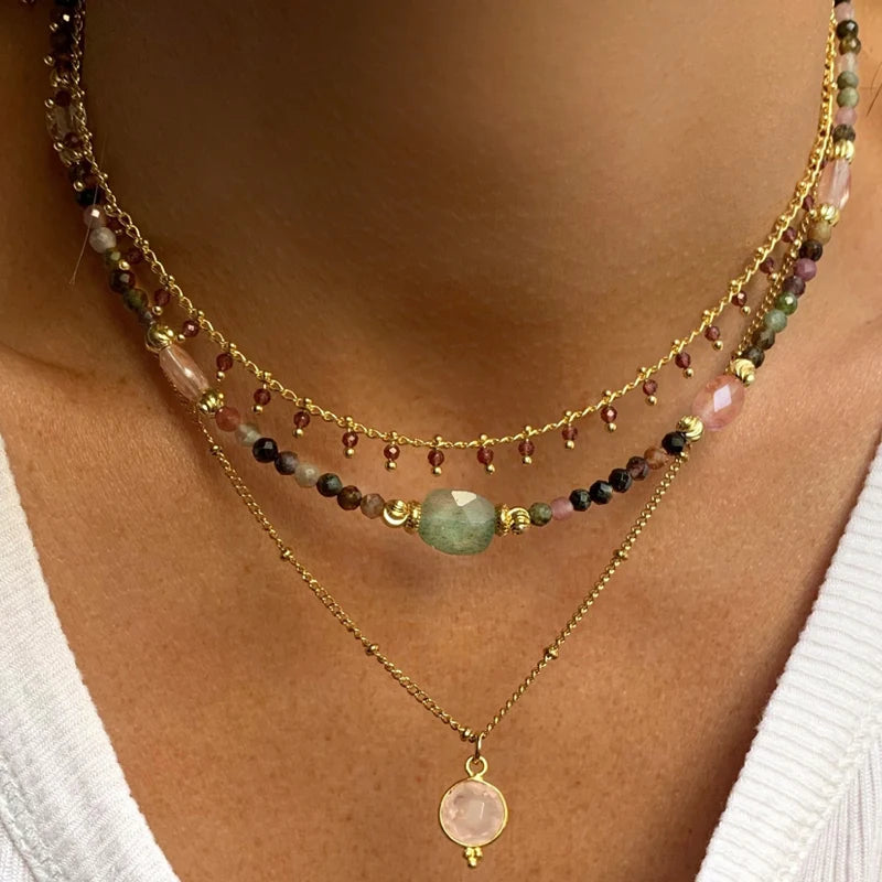 Crystal Beads Necklace with Pearl Pendant in Multiple Colors