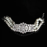 Layered Pearl Bracelets & Bangles for Women CZ Wedding Party Bridal Jewelry