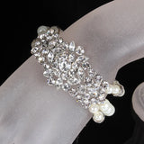 Layered Pearl Bracelets & Bangles for Women CZ Wedding Party Bridal Jewelry
