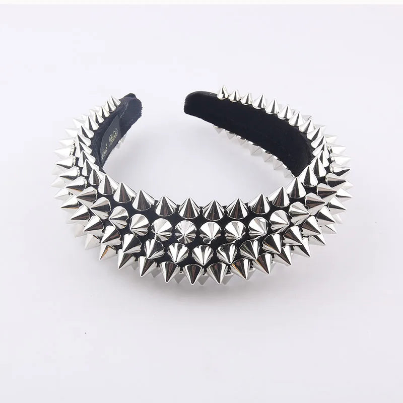 Baroque Rivet Sponge Exaggerated Hair Hoop Prom Headdress