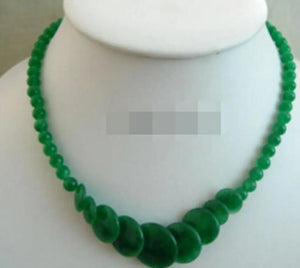 Green Stone Round 18KWGP Clasp Necklace