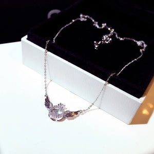 Rhinestone Wings Necklace for Lady Party Wedding