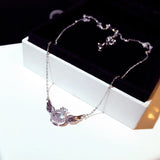 Rhinestone Wings Necklace for Lady Party Wedding