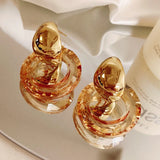 Brown Faceted Circle Stud Earrings