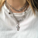 Y2K Star Notes Pendant Necklace for Women
