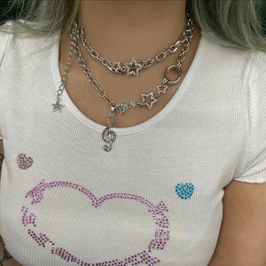 Y2K Star Notes Pendant Necklace for Women
