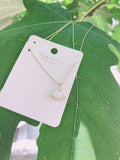 Mother Shell Fan Zircon Choker Necklace 14K Filled Chain