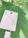 Mother Shell Fan Zircon Choker Necklace 14K Filled Chain