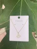 Mother Shell Fan Zircon Choker Necklace 14K Filled Chain