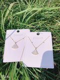 Mother Shell Fan Zircon Choker Necklace 14K Filled Chain
