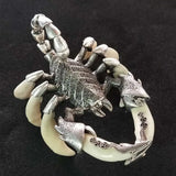 Chinese Teeth of wolves Tibetan silver Scorpion Necklace