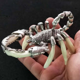 Chinese Teeth of wolves Tibetan silver Scorpion Necklace