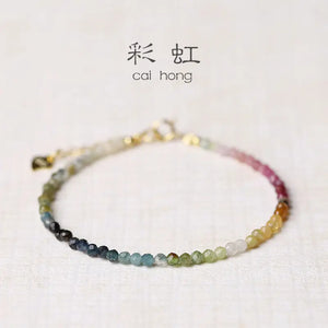 2mm Rainbow Tourmaline Bracelet Women's Swanf Stone Brazil Gradual INS Niche