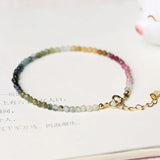 2mm Rainbow Tourmaline Bracelet Women's Swanf Stone Brazil Gradual INS Niche