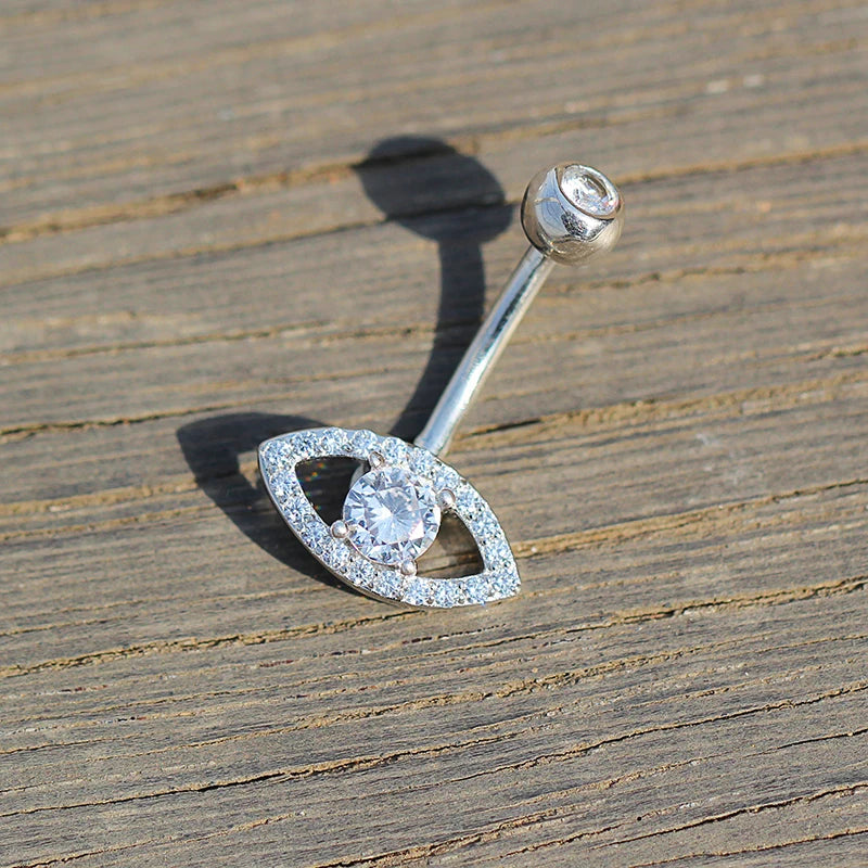 925 Silver Eye Belly Button Ring Navel Piercing Body Jewelry Decorations