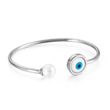 Hamsa Hand Round Eye Bangles Stainless Steel Rose Silver Open Cuff Bangle
