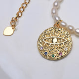 Eye Of the Devil Freshwater Pearl Pendant Necklace