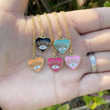 Heart Pendant Choker Necklace Stainless Steel Chain Lucky Jewelry Gift