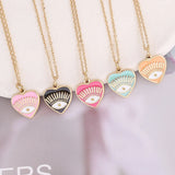 Heart Pendant Choker Necklace Stainless Steel Chain Lucky Jewelry Gift