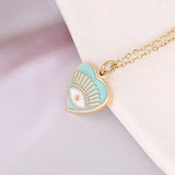 Heart Pendant Choker Necklace Stainless Steel Chain Lucky Jewelry Gift