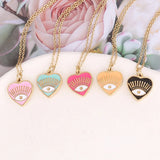 Heart Pendant Choker Necklace Stainless Steel Chain Lucky Jewelry Gift