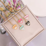 Heart Pendant Choker Necklace Stainless Steel Chain Lucky Jewelry Gift
