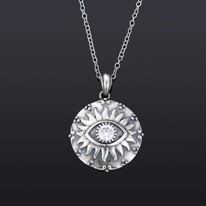Zircon Eye Shape Pendant Necklace, S925 Silver Jewelry for Women