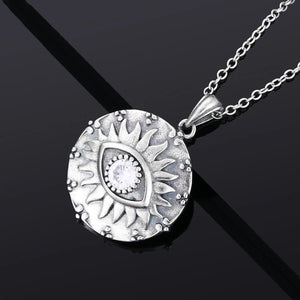 Zircon Eye Shape Pendant Necklace, S925 Silver Jewelry for Women