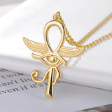 Egypt Wing Protection Charm Pendant Ankh Cross Religious Necklace for Women