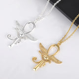 Egypt Wing Protection Charm Pendant Ankh Cross Religious Necklace for Women