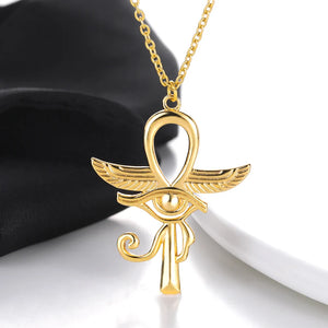 Egypt Wing Protection Charm Pendant Ankh Cross Religious Necklace for Women