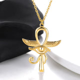 Egypt Wing Protection Charm Pendant Ankh Cross Religious Necklace for Women