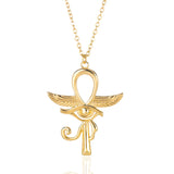 Egypt Wing Protection Charm Pendant Ankh Cross Religious Necklace for Women