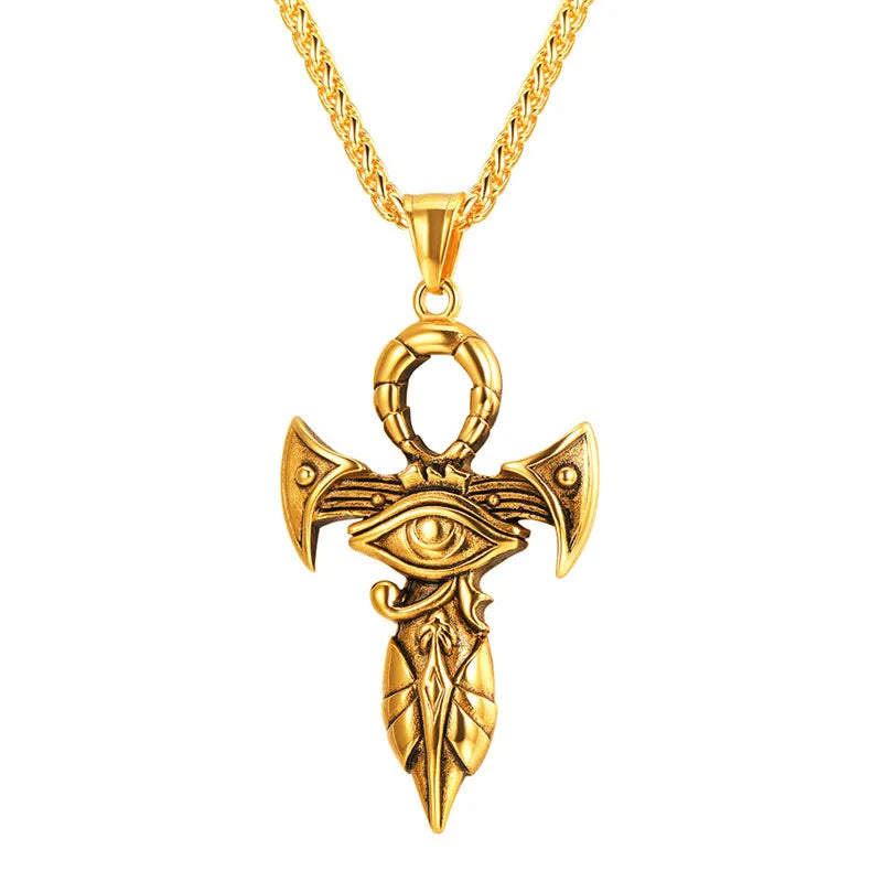 Eye of Horus Pendant Necklace Gold Pharaoh Protection Amulet Necklace
