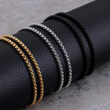 EyeYoYo 3/4mm Stainless Steel Square Pearl Link Chains Necklace