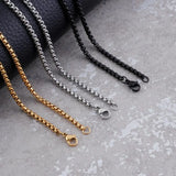 EyeYoYo 3/4mm Stainless Steel Square Pearl Link Chains Necklace
