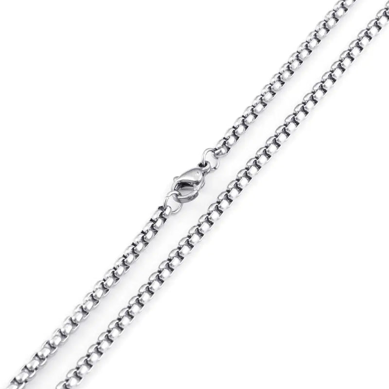 EyeYoYo 3/4mm Stainless Steel Square Pearl Link Chains Necklace