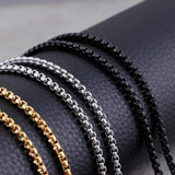 EyeYoYo 3/4mm Stainless Steel Square Pearl Link Chains Necklace
