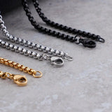 EyeYoYo 3/4mm Stainless Steel Square Pearl Link Chains Necklace
