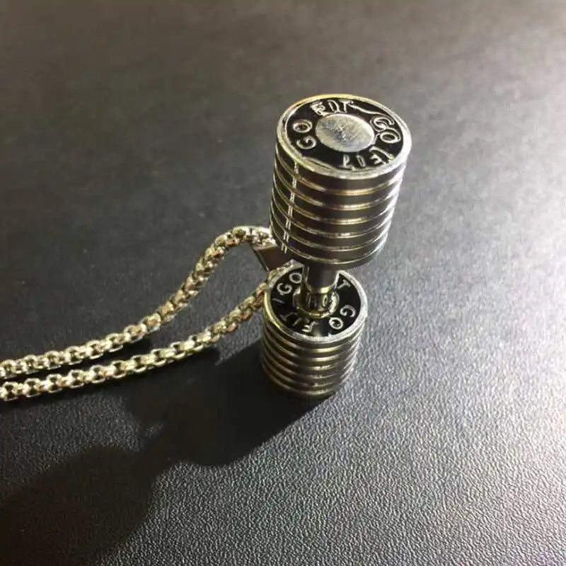 EyeYoYo Dumbbell Fit Pendant Necklace Fitness Jewelry Men